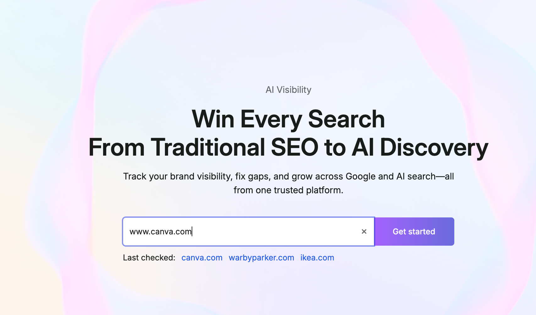 Semrush AI visibility start page